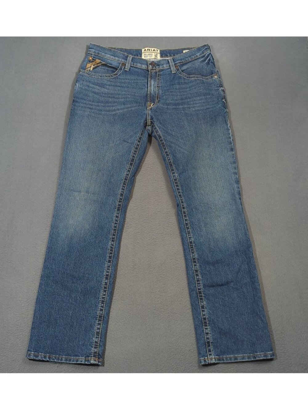 Ariat Jeans Men's 34x34 Blue M4 Relaxed Ramos Boot Western Rodeo Cowboy Denim